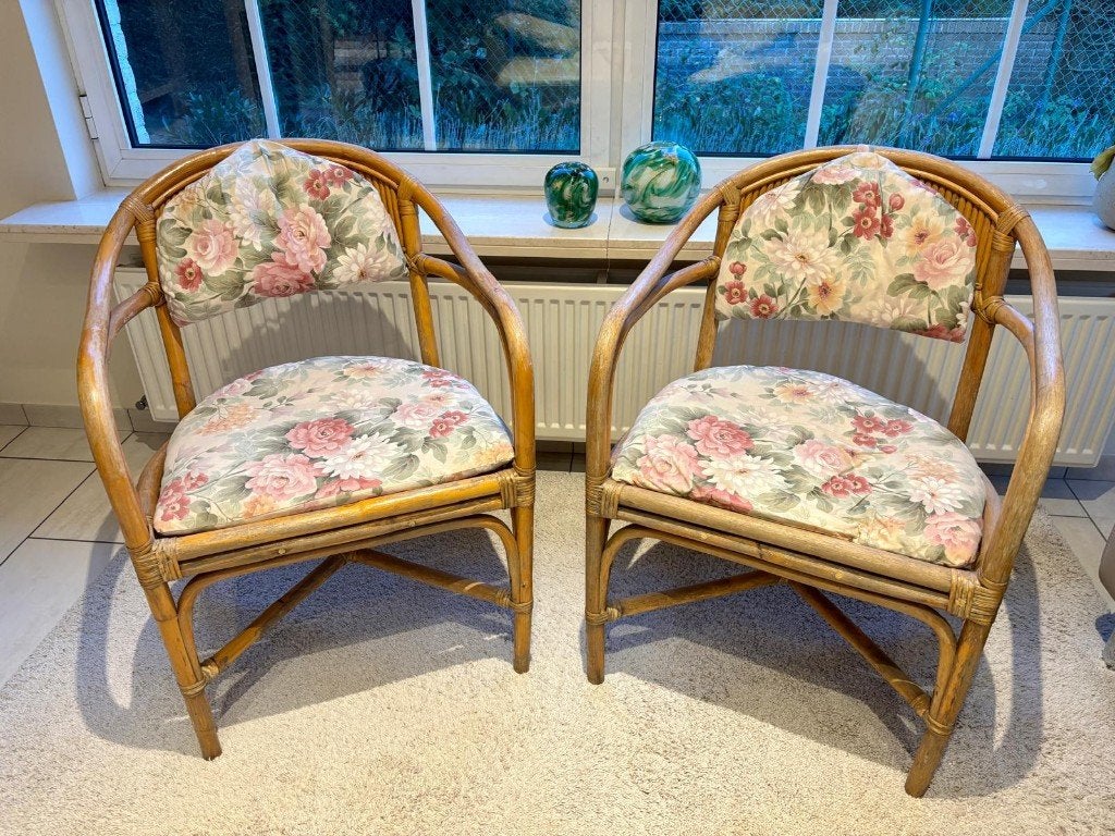 6 ROTAN STOELEN, Ophalen, Gebruikt, Bruin, Vijf, Zes of meer stoelen