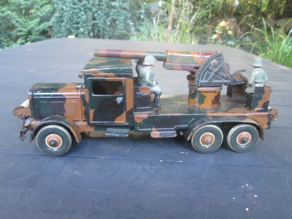 blikken auto hausser camo kanon werken elastolin TOP stuk., Ophalen of Verzenden
