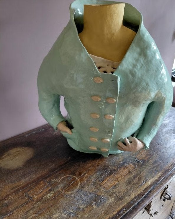 Kediri Art " Mating Mind Female ", Pierre/céramique, Sculpture, Fait main, 50 cm