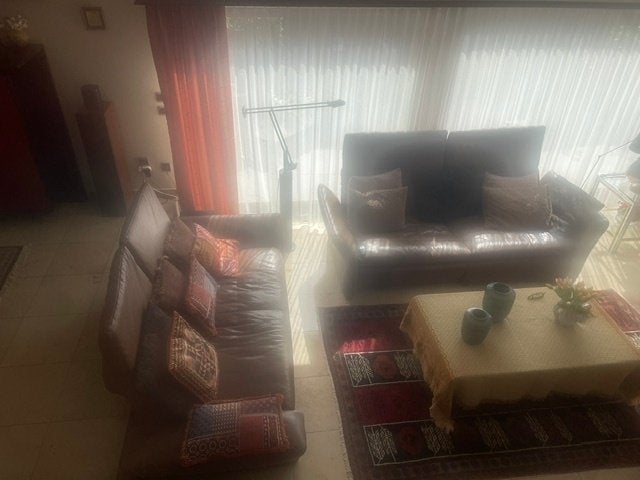 wegens verhuis: luxueus bruin lederen salon te koop, Huis en Inrichting, Ophalen, Hedendaags , klassiek, Zo goed als nieuw, Leer