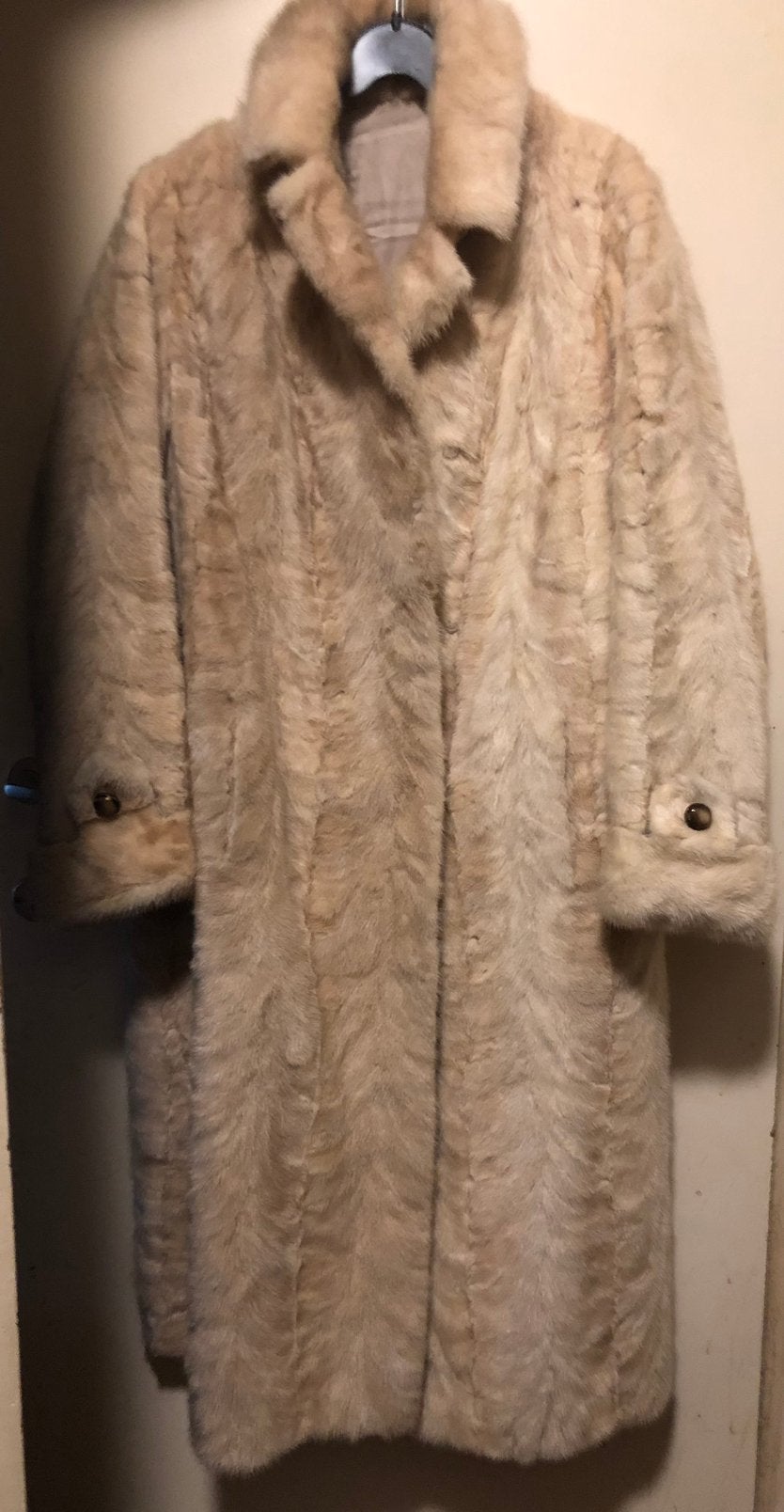 Vintage bontjas., Ophalen of Verzenden, Gedragen, Maat 38/40 (M), Beige