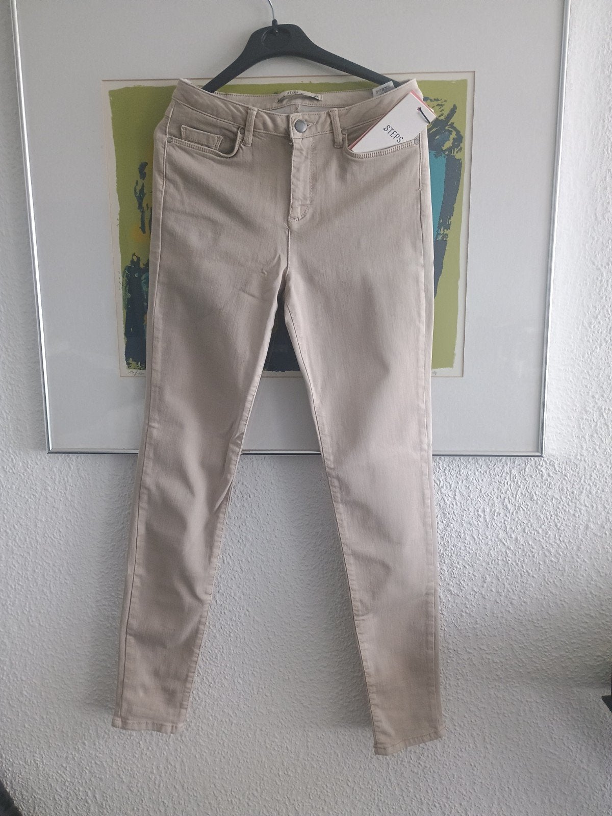 Jeans beige stretch katoen 34, Beige, Nieuw, Ophalen of Verzenden, Steps