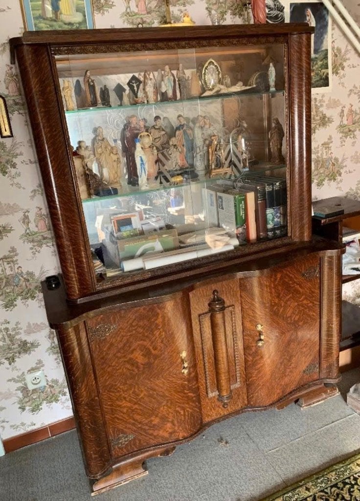 Antieke etalagekast, Huis en Inrichting, Kasten | Vitrinekasten, Ophalen, Overige materialen, 100 tot 150 cm, Klassiek antiek
