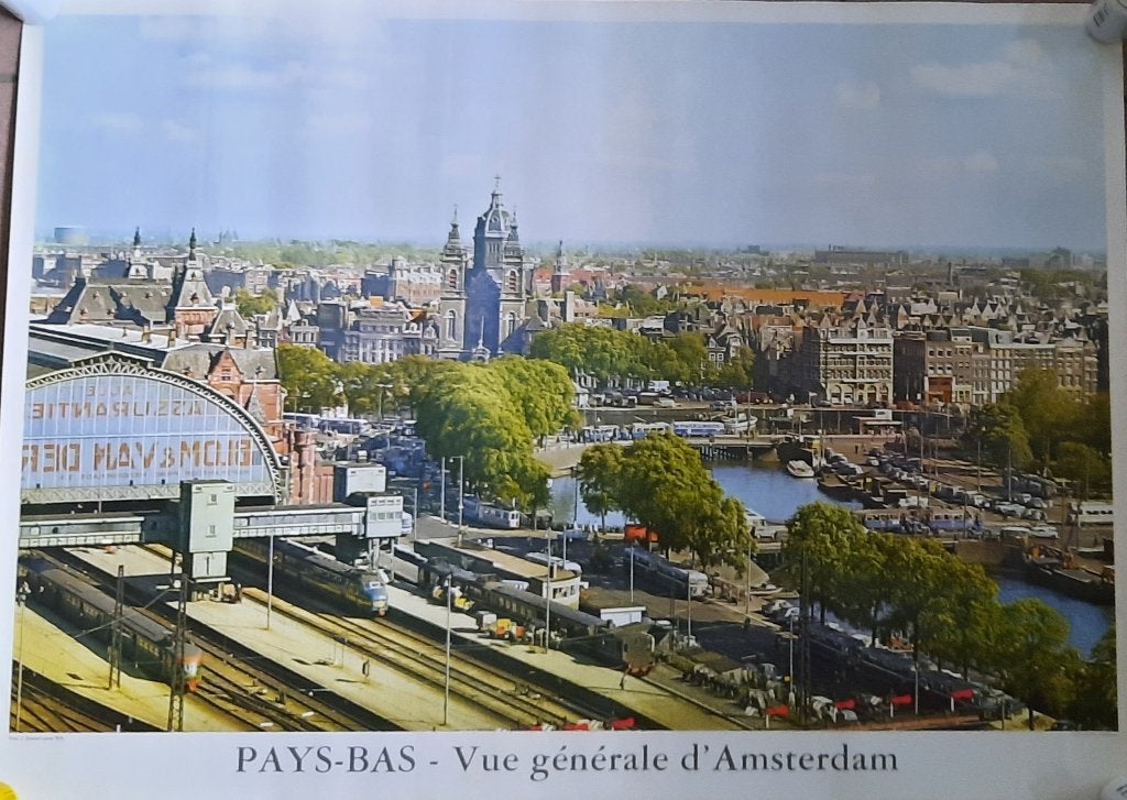 Affiche ancienne originale vue d'Amsterdam 1960, Collections, Posters & Affiches, Enlèvement ou Envoi, Comme neuf