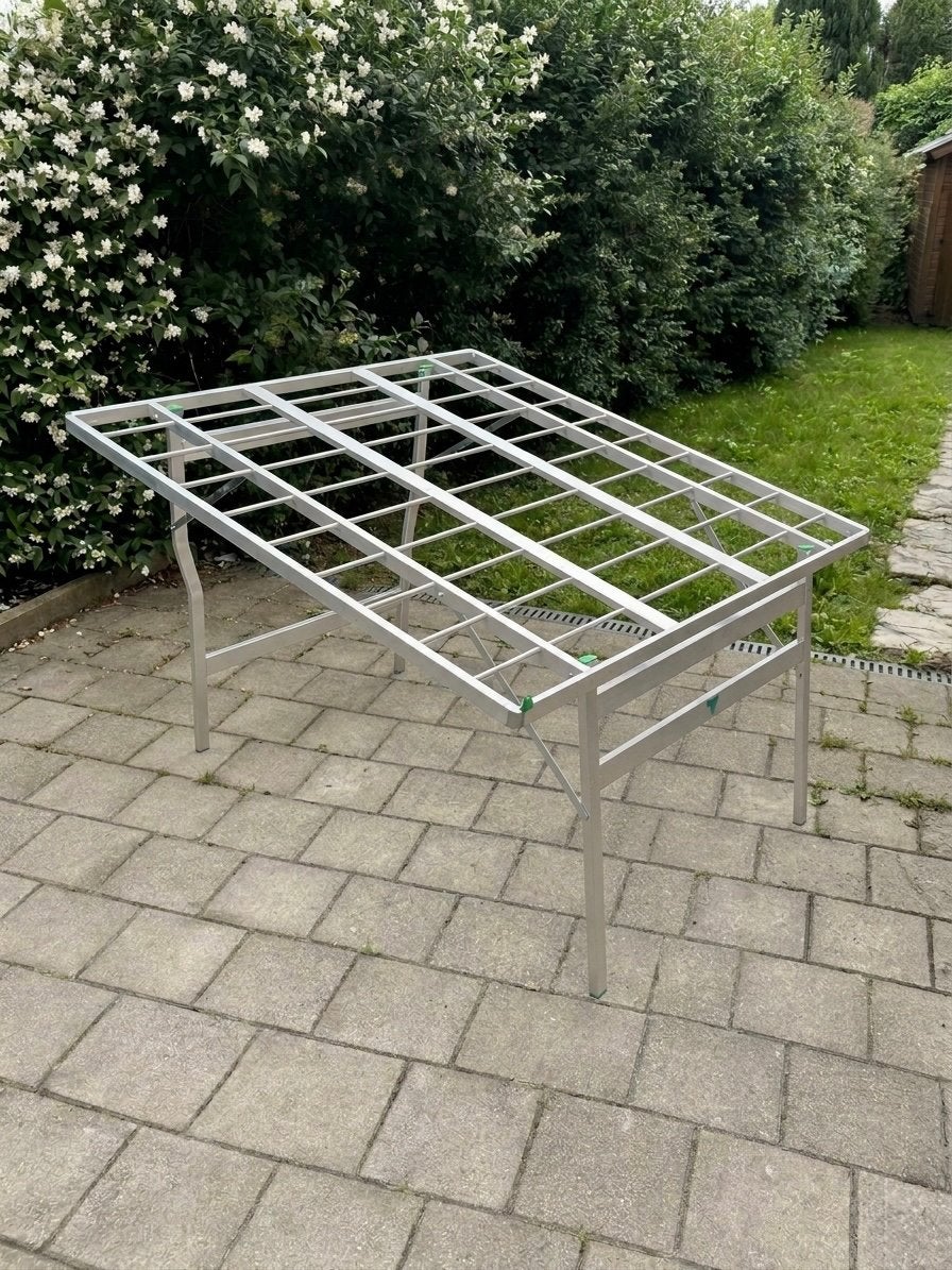 Table de marché/présentoir en aluminium (120x120 cm), Enlèvement