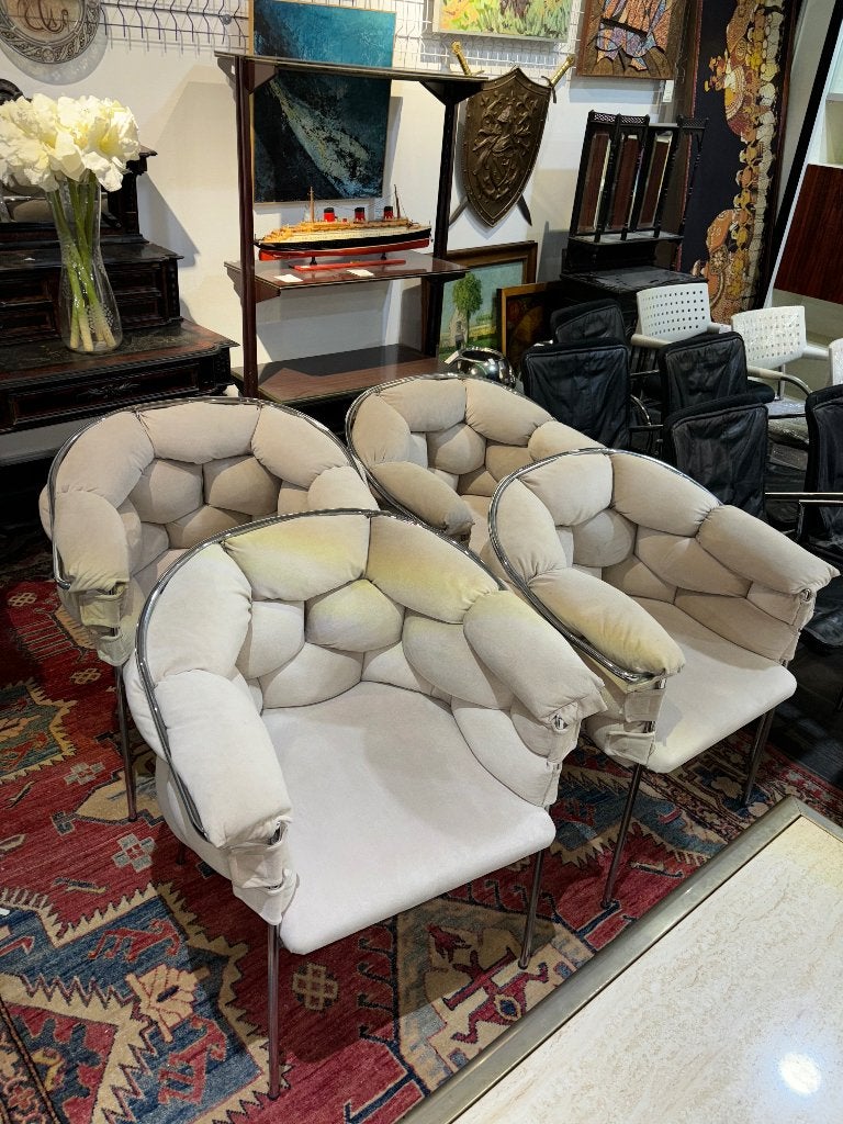 Chaise lot de 4 tissu moderne beige meubleya, Enlèvement ou Envoi, ., ., .