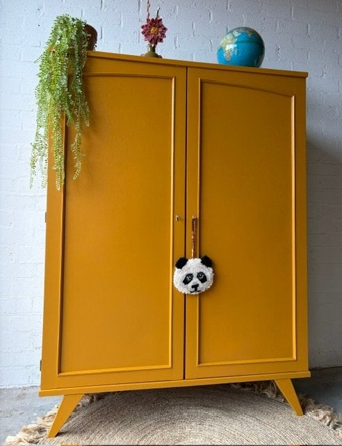 Vintage mid-century kledingkast restyled, Huis en Inrichting, Kasten | Kleerkasten, Met deur(en), 100 tot 150 cm, Ophalen of Verzenden