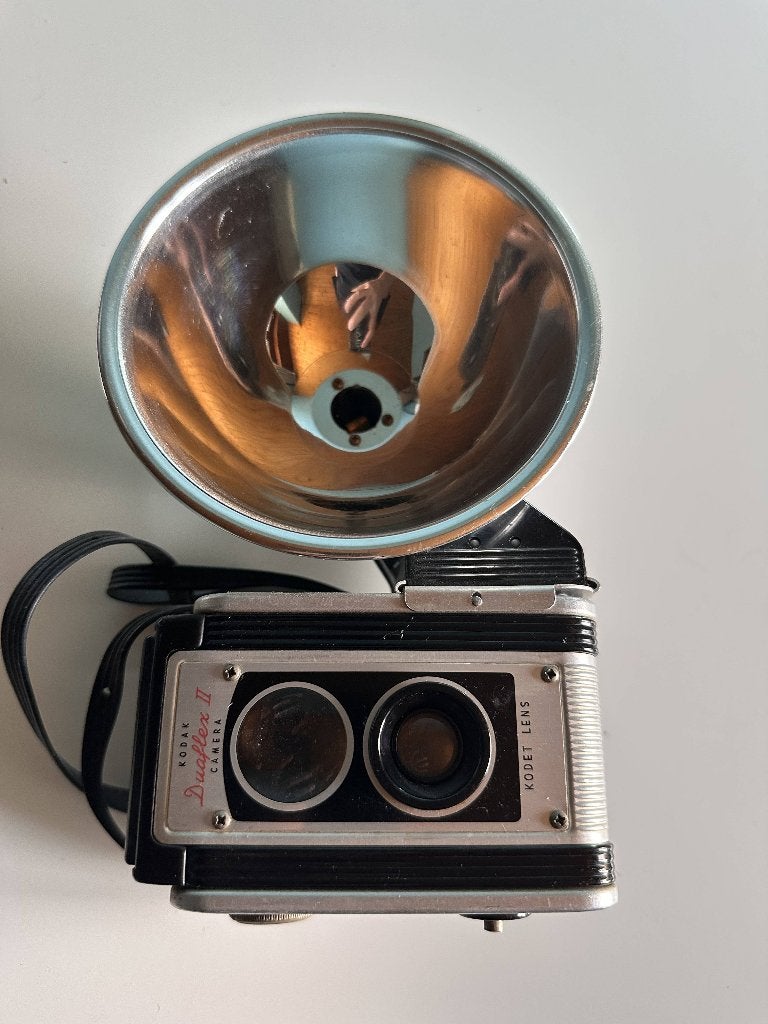 Kodak Duaflex II + originele flash, Verzamelen, Ophalen of Verzenden, 1940 tot 1960, Fototoestel
