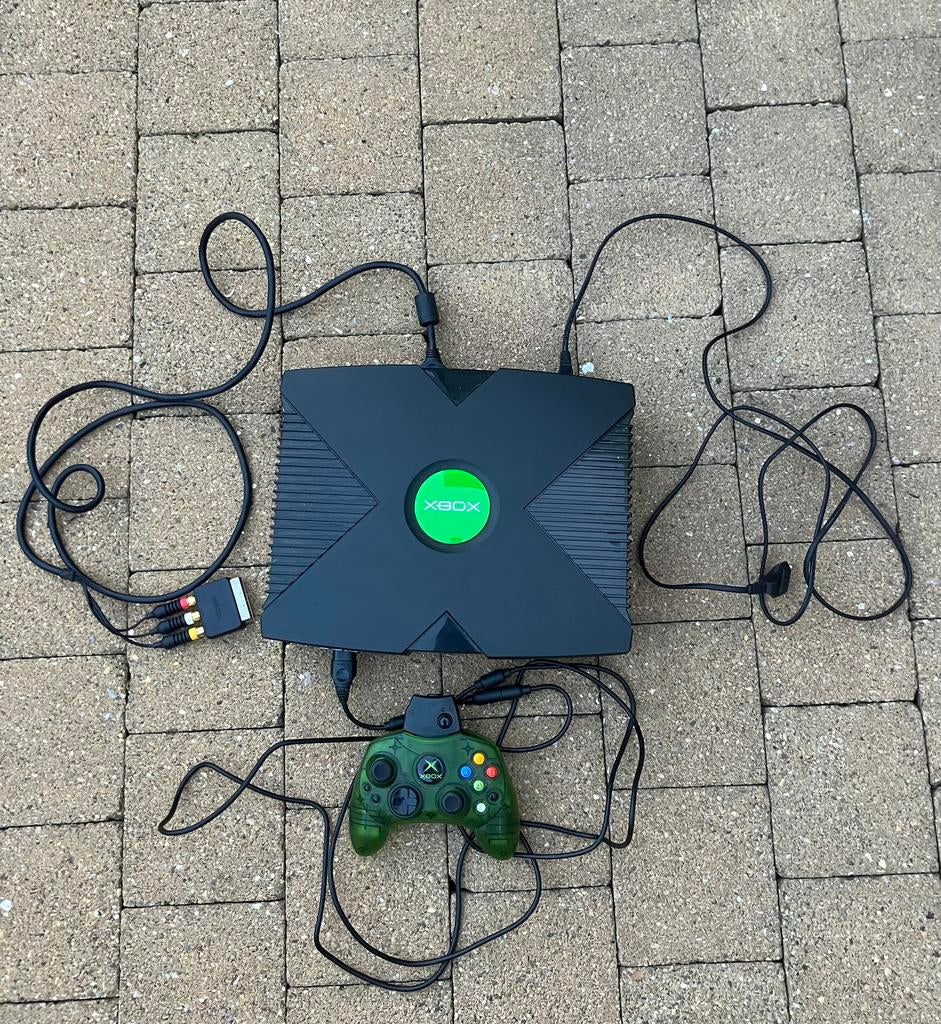Xbox Original + kabels + controller + memory card, Ophalen, Zo goed als nieuw, Met 1 controller
