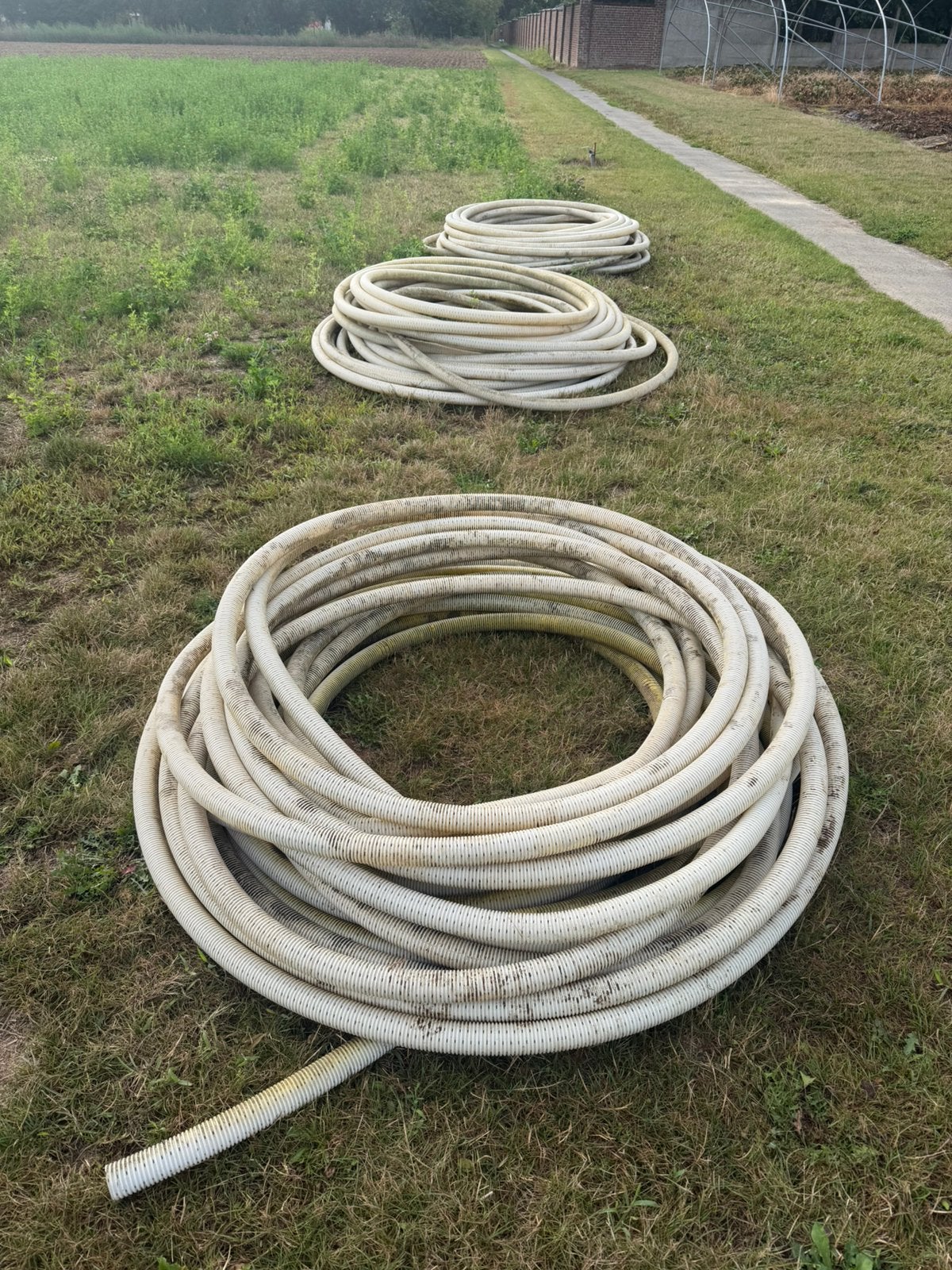 Gratis 3x 75m drainage slang, Doe-het-zelf en Bouw, Ophalen, Gebruikt, PVC, 6 meter of meer
