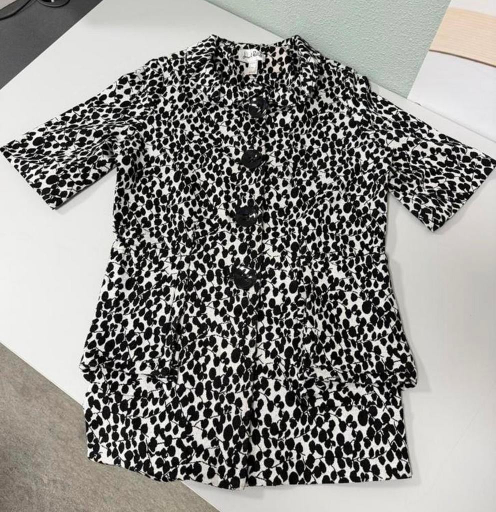 Veste Blazer Joseph Ribkoff boutonnée devant, noir et blanc, Enlèvement ou Envoi, Comme neuf, Taille 42/44 (L), Blanc