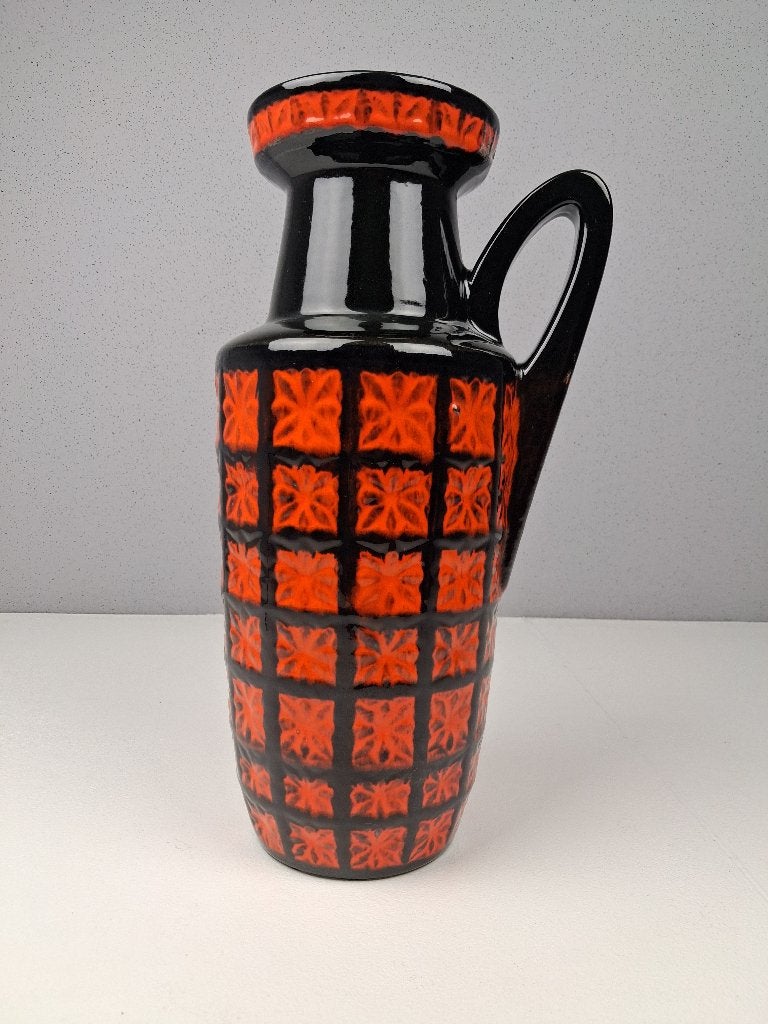 Vintage Scheurich 419-48 Fat Lava Vloervaas, Ophalen, Gebruikt, Zwart, Aardewerk of Porselein