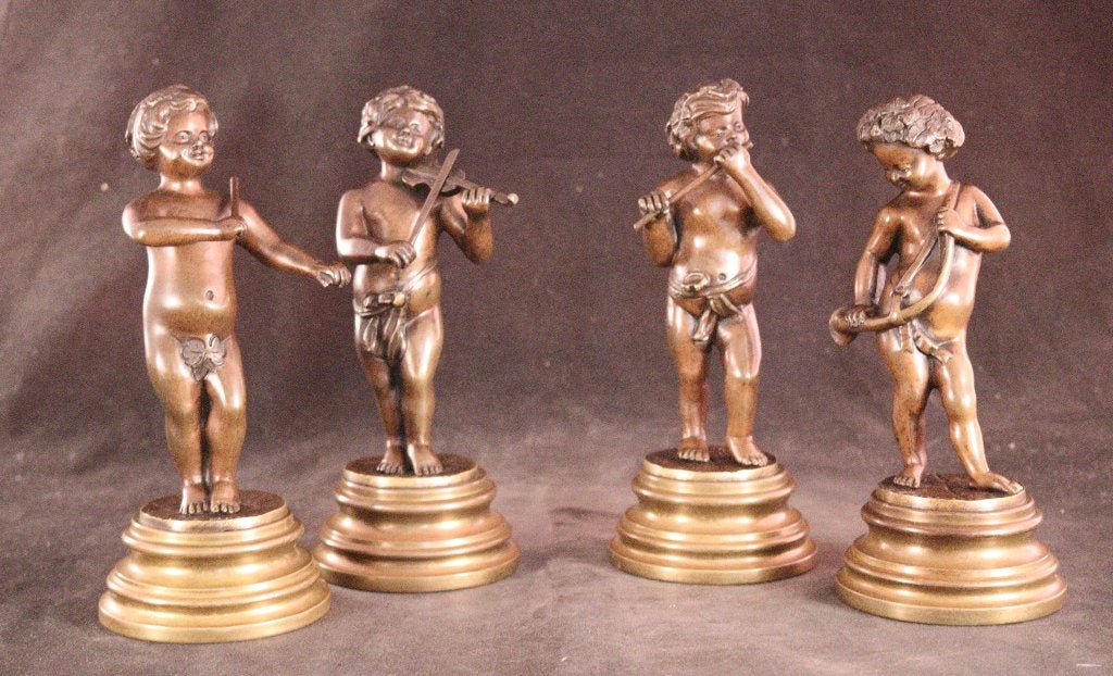 Fraai antiek bronzen putti orkest, Ophalen of Verzenden