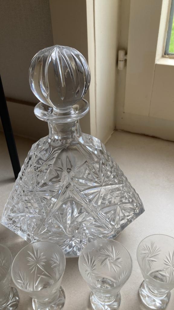 Karaf met 6 glaasjes in kristal, Antiek en Kunst, Ophalen