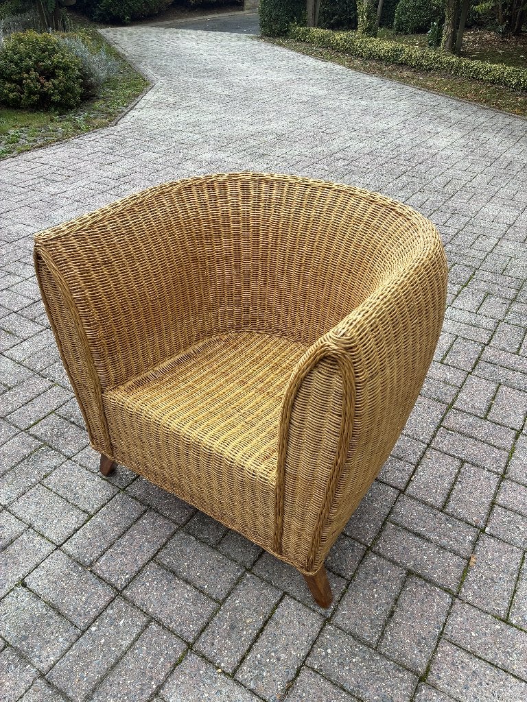fauteuils en osier tressé - comme neuf - Nivelles, Maison & Meubles, 75 à 100 cm, Comme neuf, Enlèvement, 50 à 75 cm