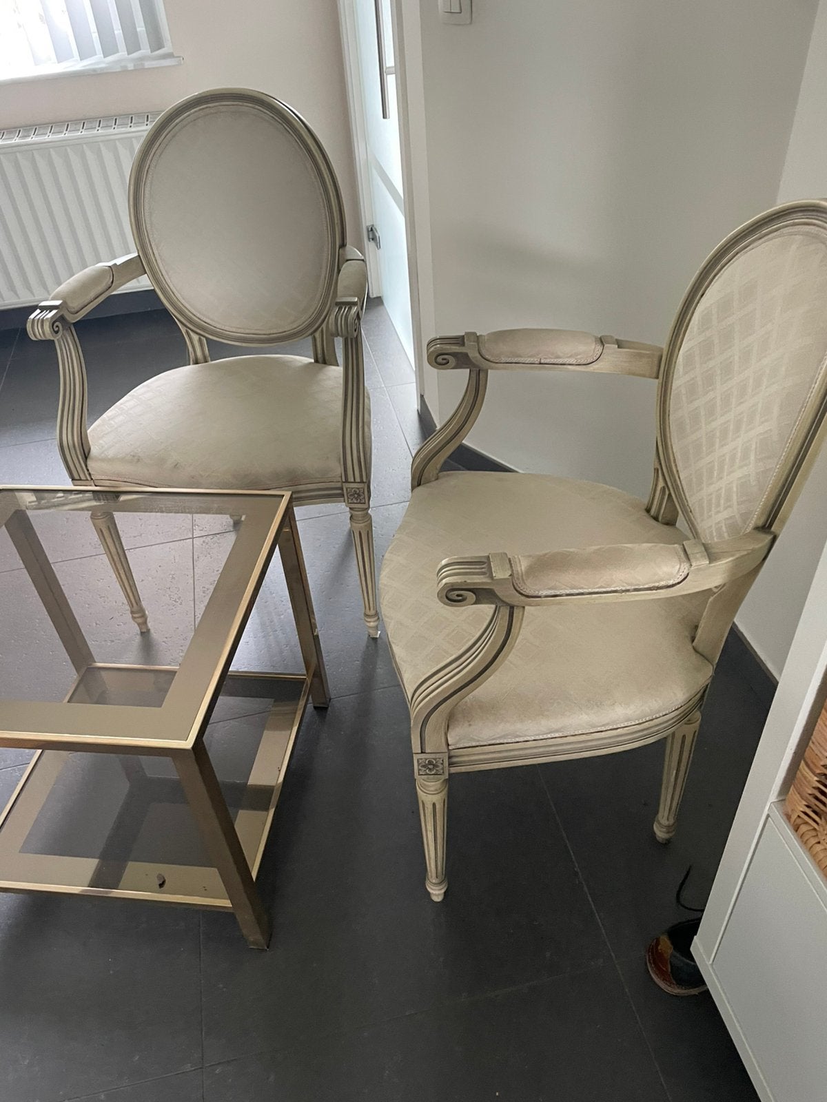 2 klassieke Louis XVI fauteuils, Enlèvement, Utilisé, Tissus, Klassiek