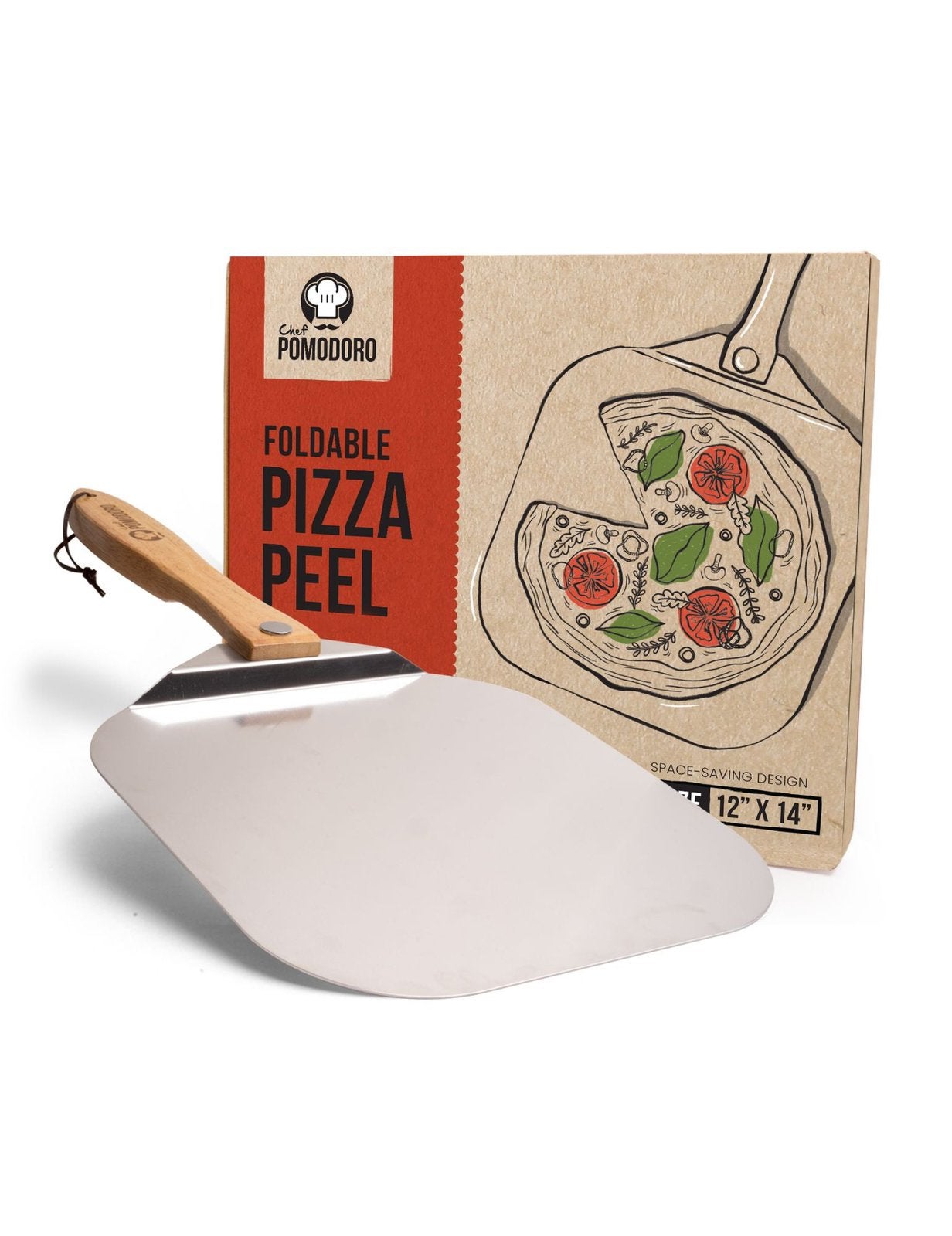 Pelle à pizza Chef Pomodoro - Pliable en aluminium et bois, Enlèvement ou Envoi, Neuf