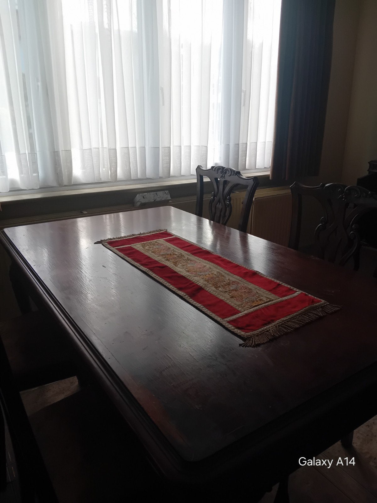Salle à manger complète vintage bois foncé style Louis XV, Enlèvement