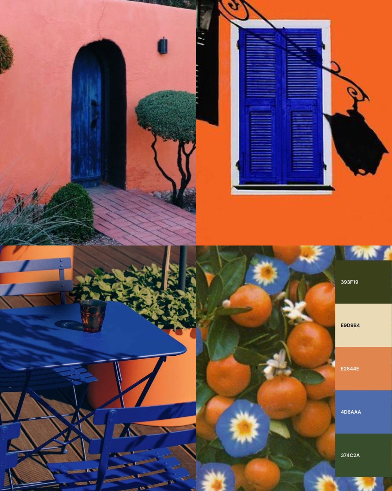 Terras uitzet in eclectic blue and orange, Ophalen, Zo goed als nieuw