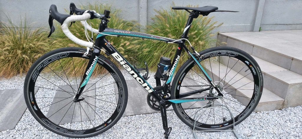 koersfiets Bianchi Impuls Veloce 10x2 te koop, Gebruikt, 10 tot 15 versnellingen, Velgrem, 53 tot 57 cm