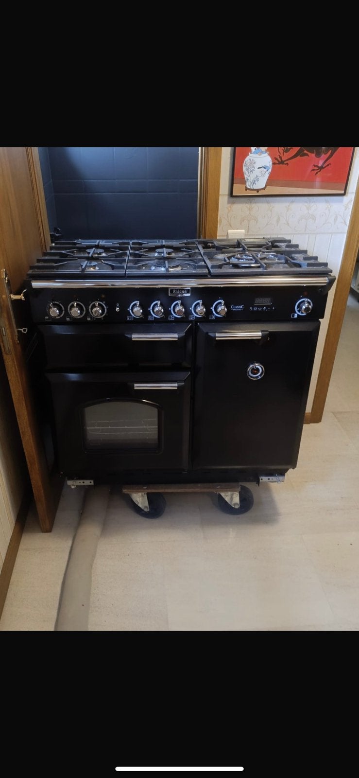 Falcon Classic 100 Zwart gasfornuis 2026, Ophalen, Zo goed als nieuw, Grill, Gas