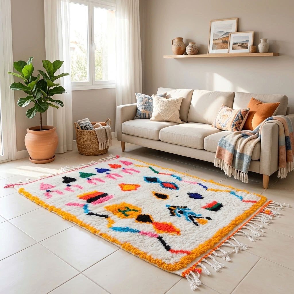 Marokkaans Berber vloerkleed handgeweven wol 120x80cm, Verzenden