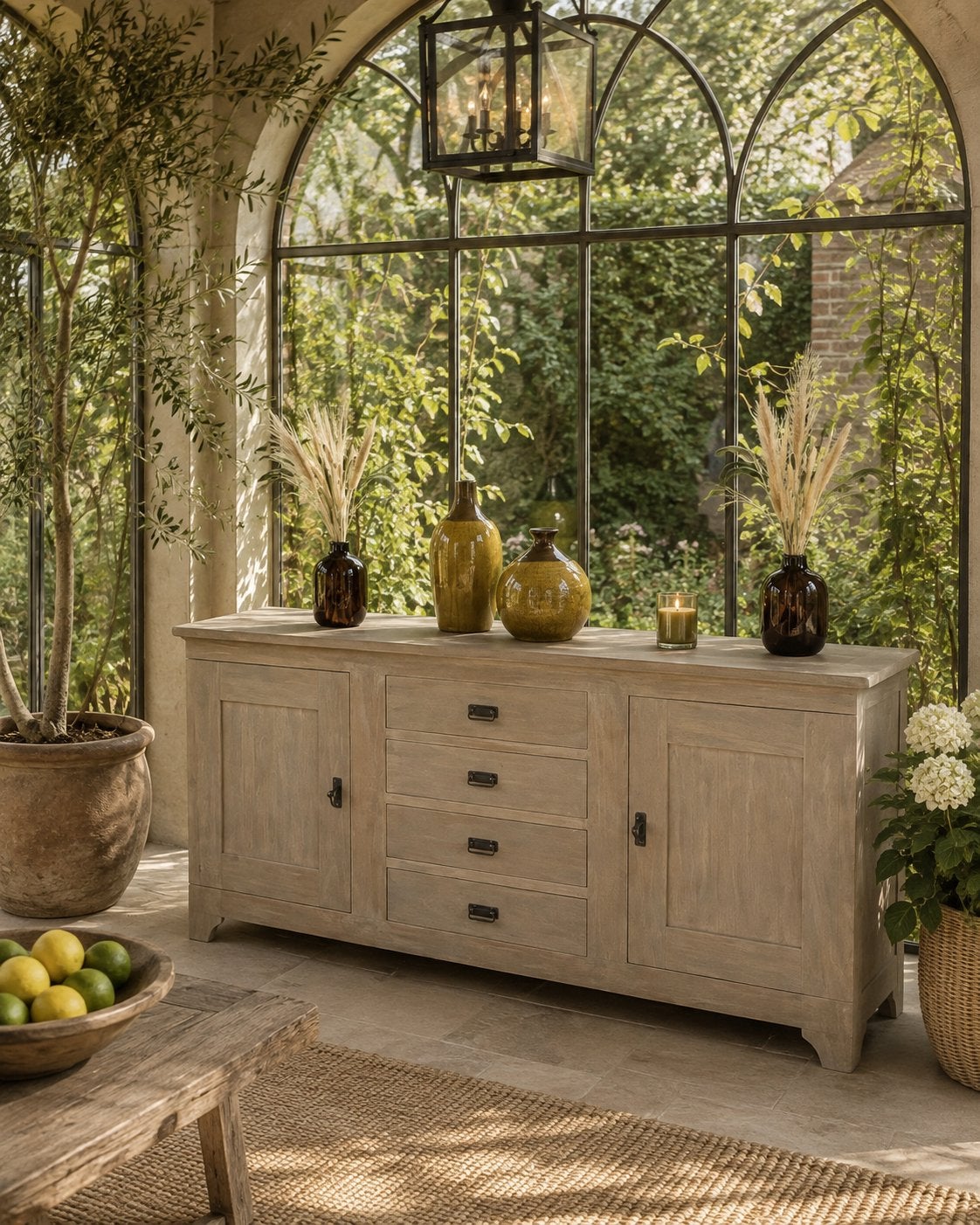 Schitterende XXL-landelijk dressoir in massief hout, Huis en Inrichting, Ophalen