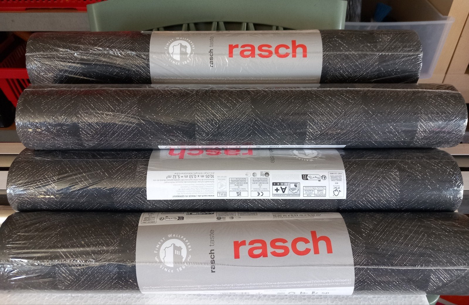 7 rollen nieuwe behang, Ophalen, Papierbehang, Zwart, Modern
