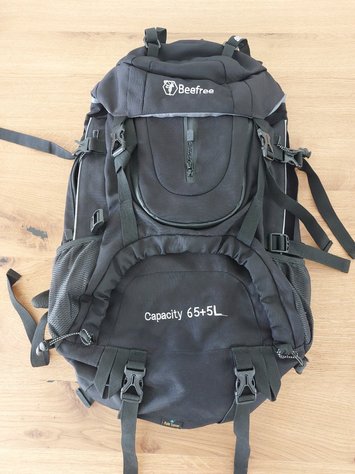 Beefree trekrugzak 65+5L met regenhoes, Ophalen, Zo goed als nieuw, Zwart