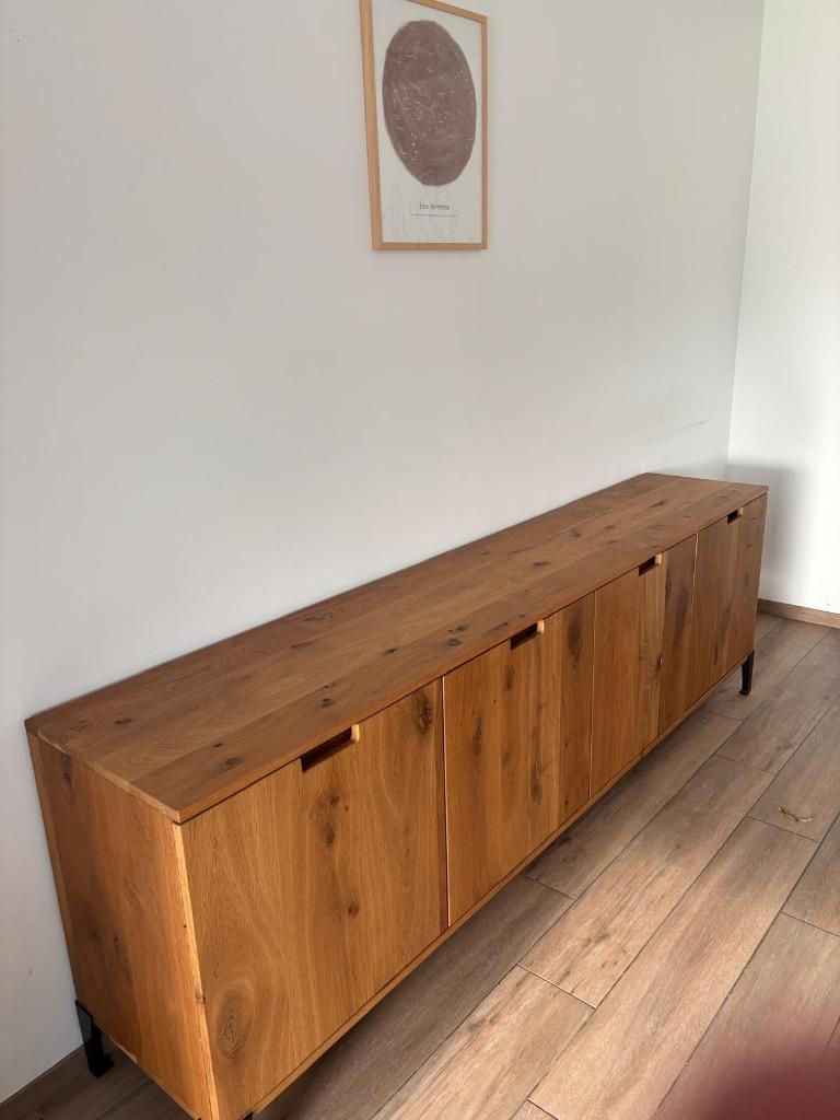 Dressoir kast massief eik robuust buffetkast, Ophalen, Met deur(en), Eikenhout, Zo goed als nieuw