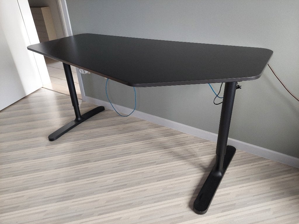 Bureau 160 x 80 cm, hoogte instelbaar 65-85cm, Huis en Inrichting, Ophalen, Zwart, 160 cm, Zo goed als nieuw