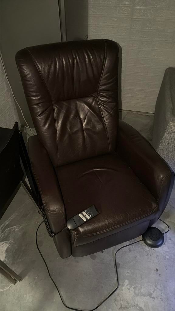 Elektrische relax zetel echt leder, Ophalen, Zo goed als nieuw