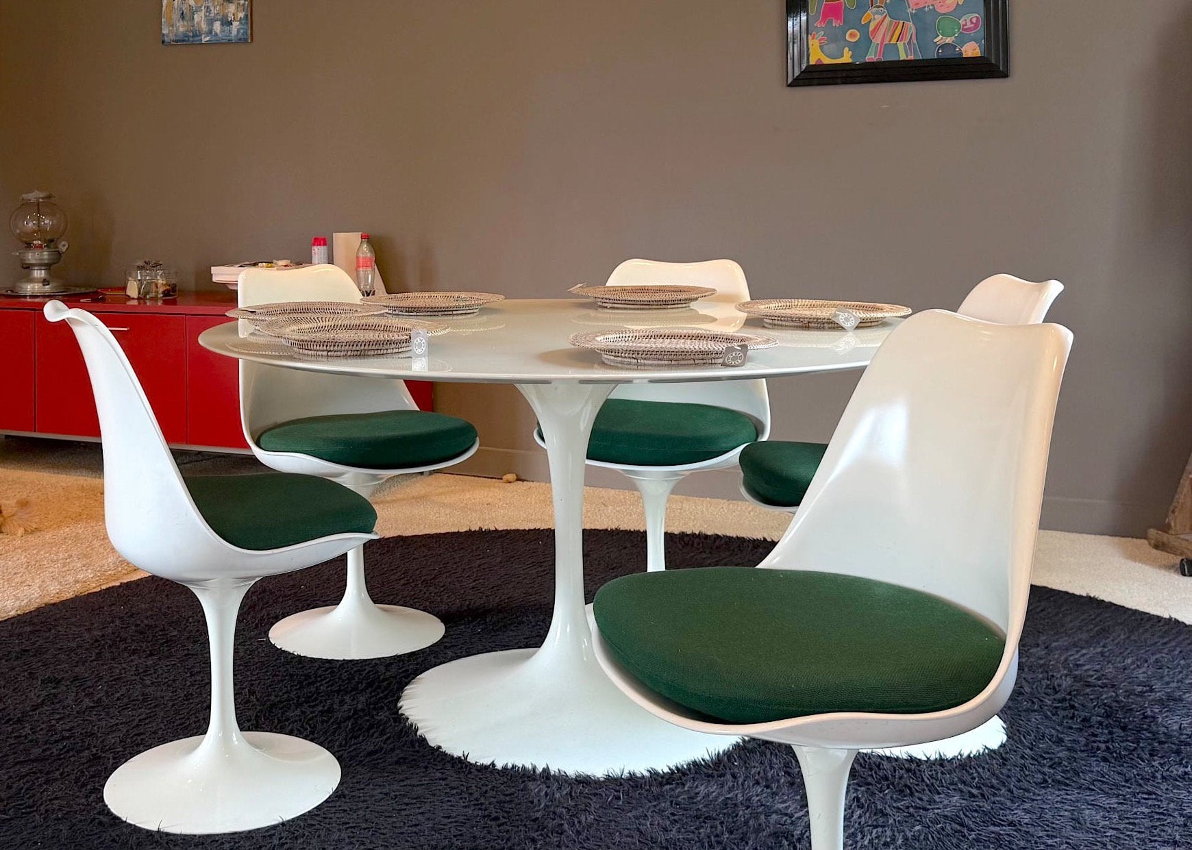 Table  à manger et 5 chaises Knoll et Tulip au design 1960, Enlèvement, Utilisé, Mid  - Century, 4 à 6 chaises