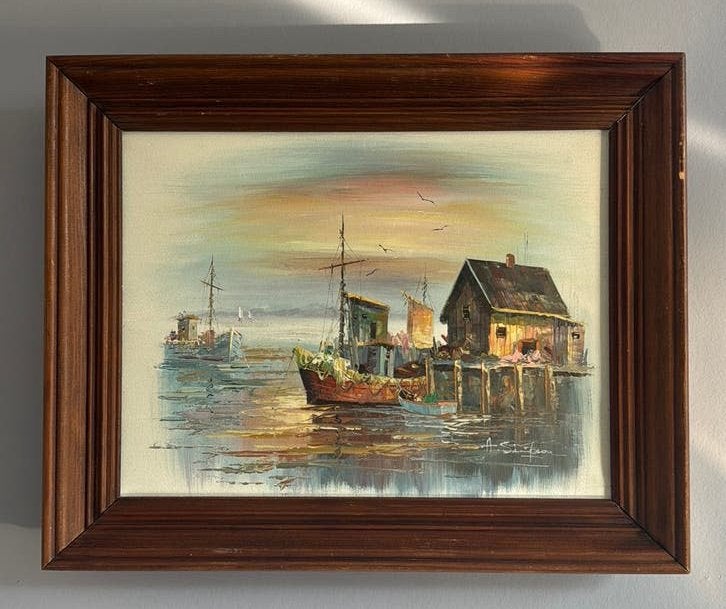 Peinture Huile sur Toile - 23x30cm - Signée A.Simpson, Enlèvement ou Envoi, Peinture à l'huile, Paysage, Toile