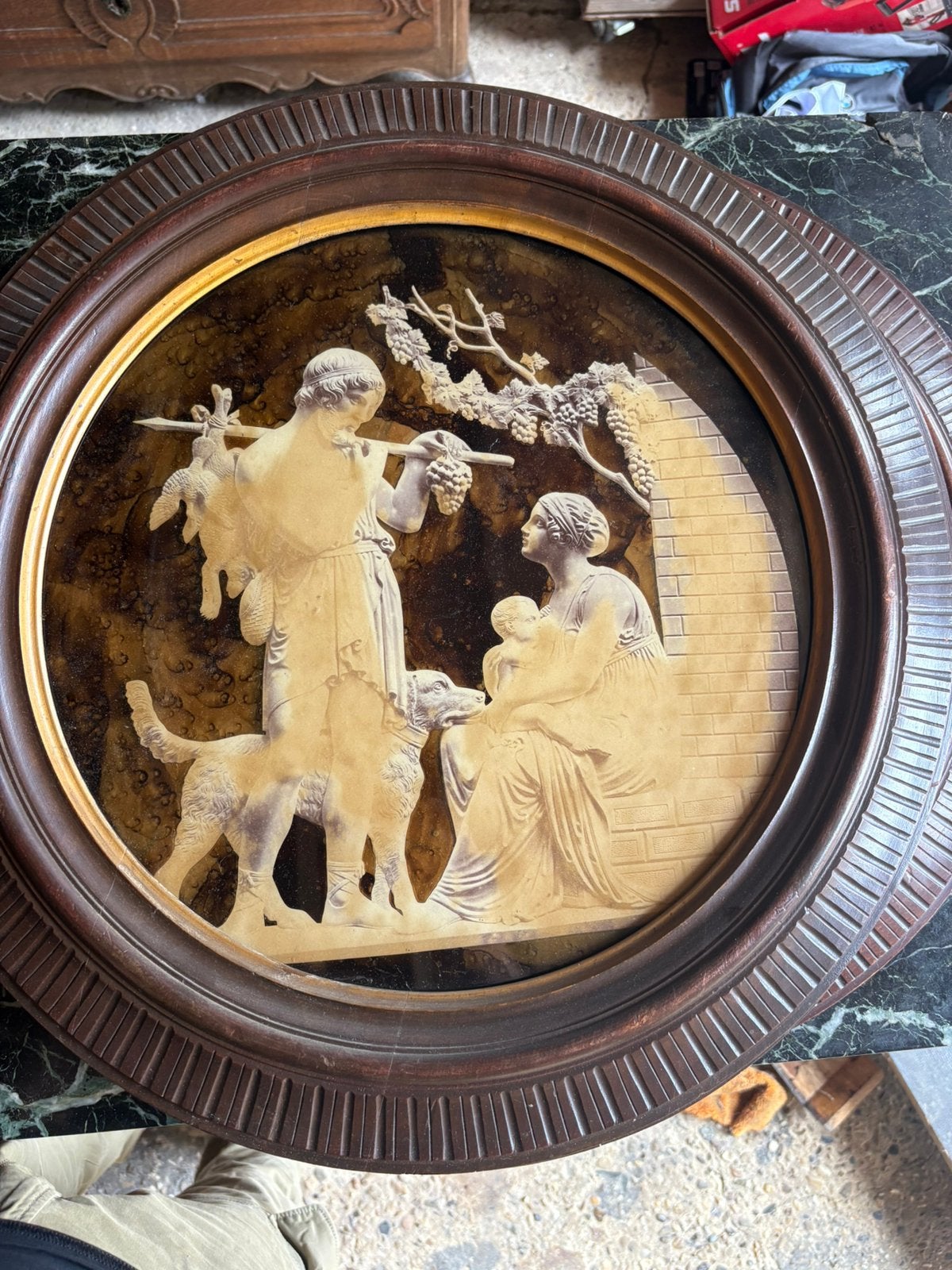 4 authentieke werken op glas, Antiek en Kunst, Kunst | Schilderijen | Klassiek, Ophalen