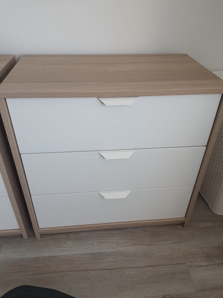 Commode 3 tiroirs, 3 ou 4 tiroirs, 25 à 50 cm, Moins de 100 cm, Bois Moderne
