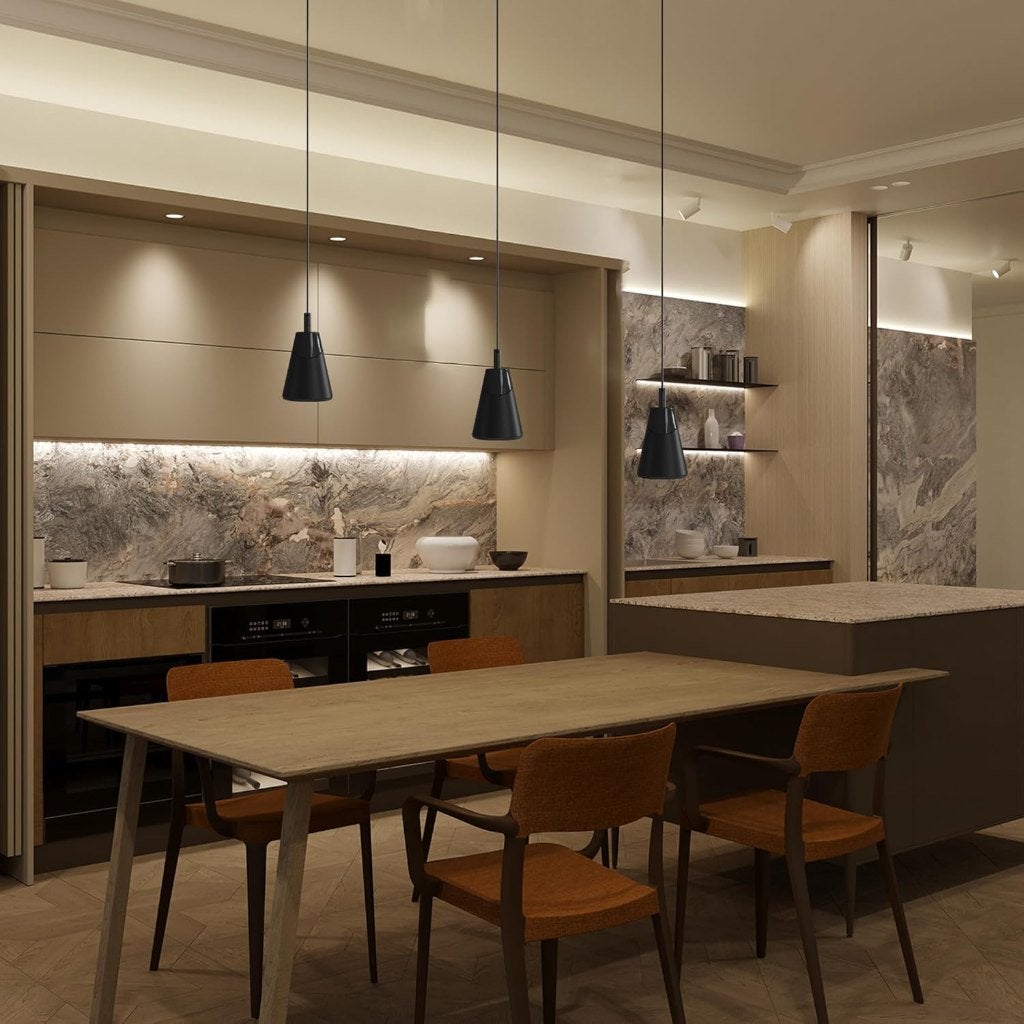 Suspension LED Design Noire 12W – 3000K – Aluminium, Enlèvement ou Envoi, Neuf, Métal, Moderne