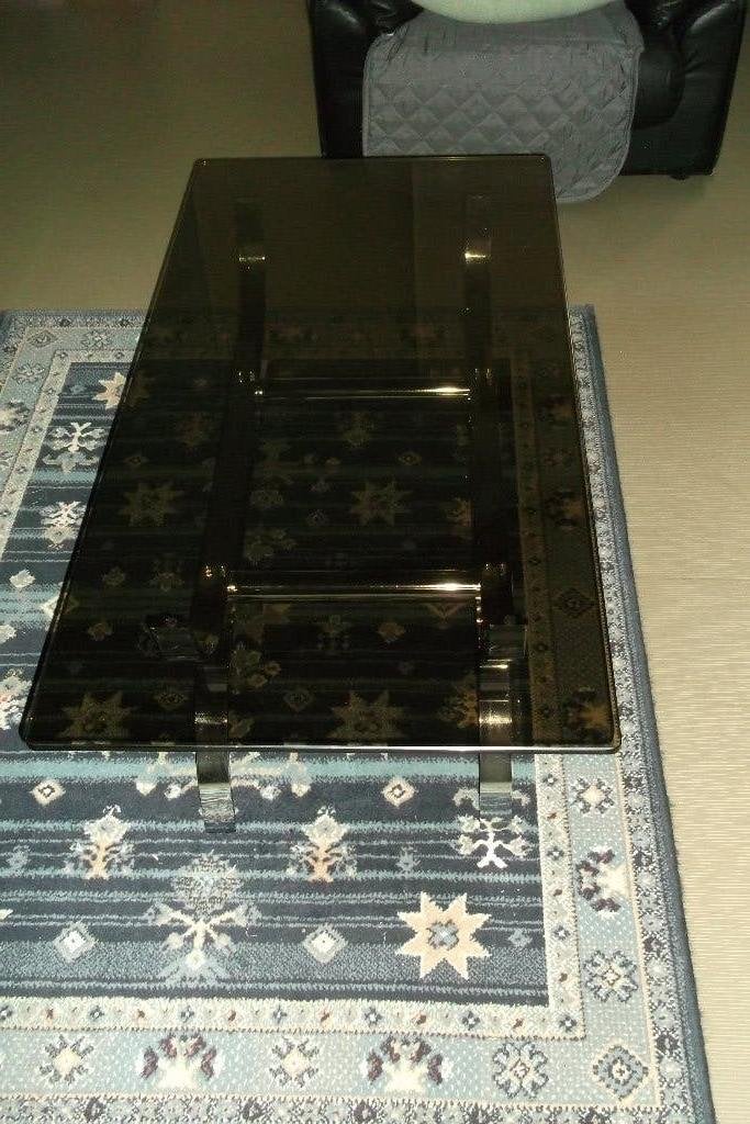 Salontafel 1974 chroom gerookt glas, Huis en Inrichting, Tafels | Salontafels, Ophalen, Gebruikt, 100 tot 150 cm, 50 tot 100 cm
