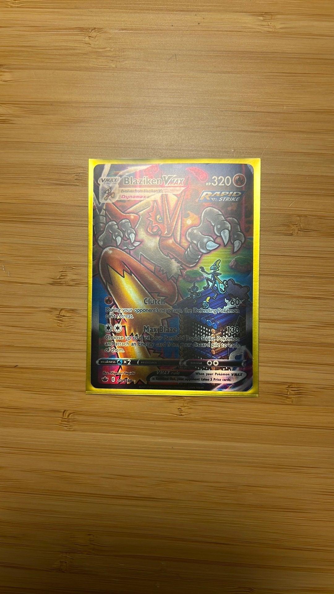 Pokemon kaart Blaziken Vmax, Hobby en Vrije tijd, Verzamelkaartspellen | Overige, Ophalen, Zo goed als nieuw, Losse kaart, Foil