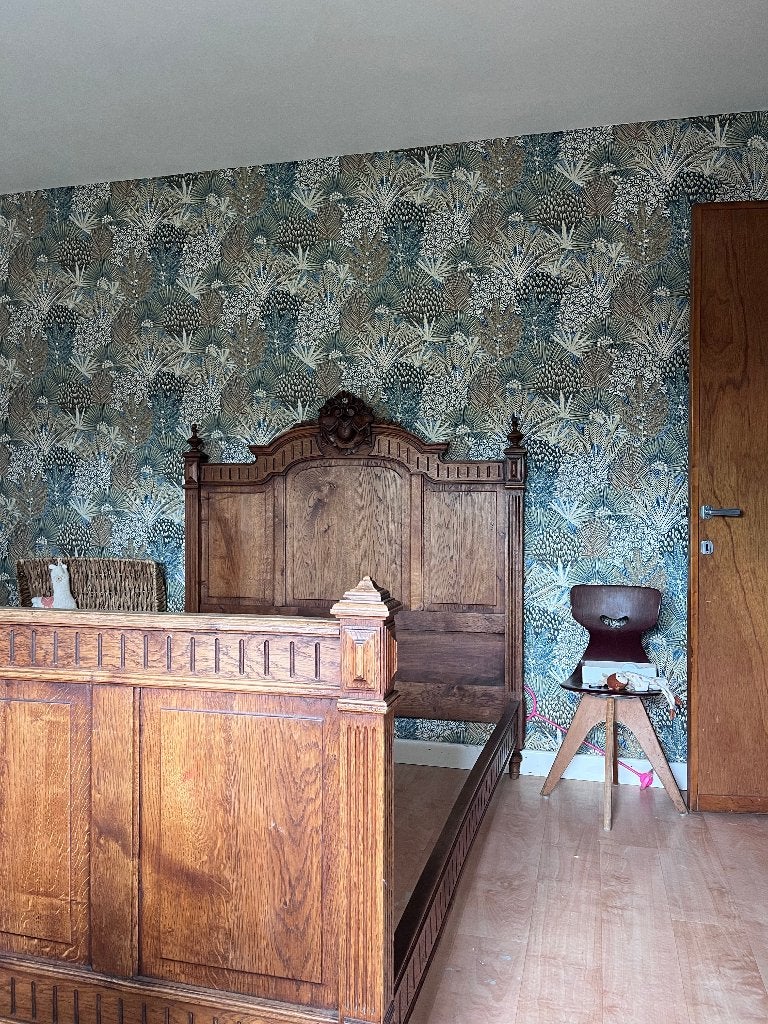Lit solide authentique + sommier à lattes robuste, Queen size, 140 cm, Brun, Enlèvement