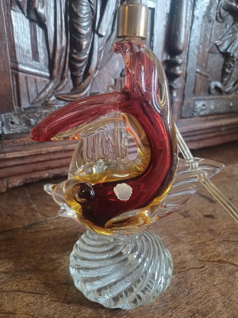 Pied de lampe Murano, Verre, Lampe pour enfant, Fait main, Comme neuf