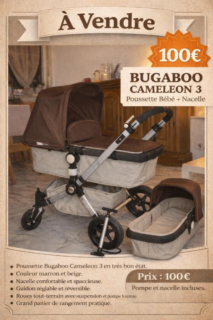 Poussette bugagoo, Gebruikt, Bugaboo, Met reiswieg, Ophalen