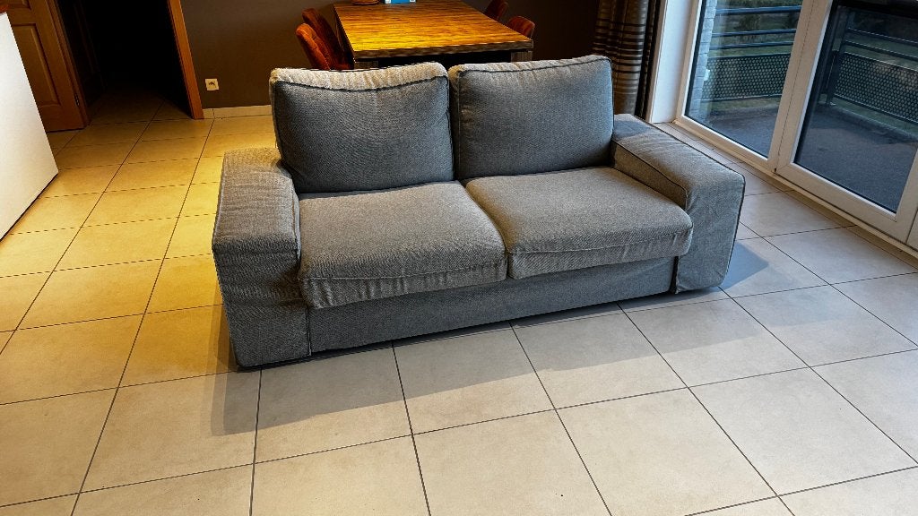 Canapé KIVIV N 2 places + 2 housses TIBBLEBY beige/gris, Maison & Meubles, Neuf, Moins de 75 cm, Bois, Enlèvement