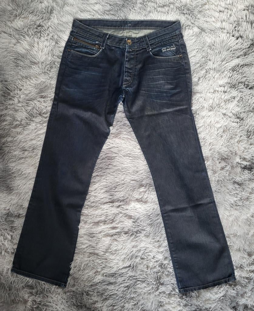 Jack & Jones Core One gecoate marineblauwe jeans - recht mod, Blauw, Ophalen of Verzenden, W33 - W34 (confectie 48/50), Gedragen