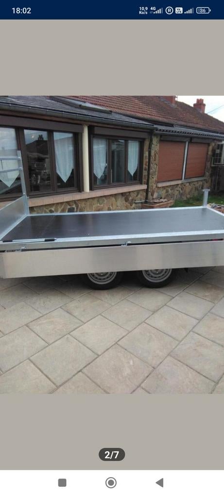 Remorque NEUVE doubles essieux 2m55 1m50 avec rehausses gril, Ophalen, Nieuw