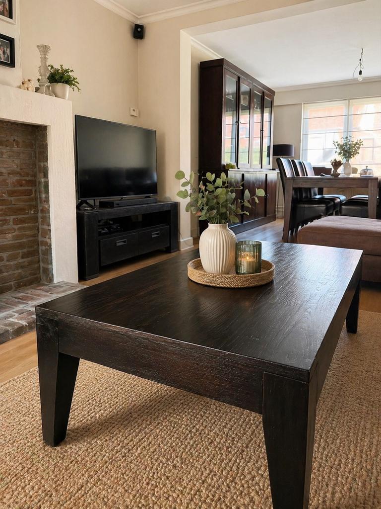 Stijlvolle donkerhouten salontafel – ruim en tijdloos, Ophalen