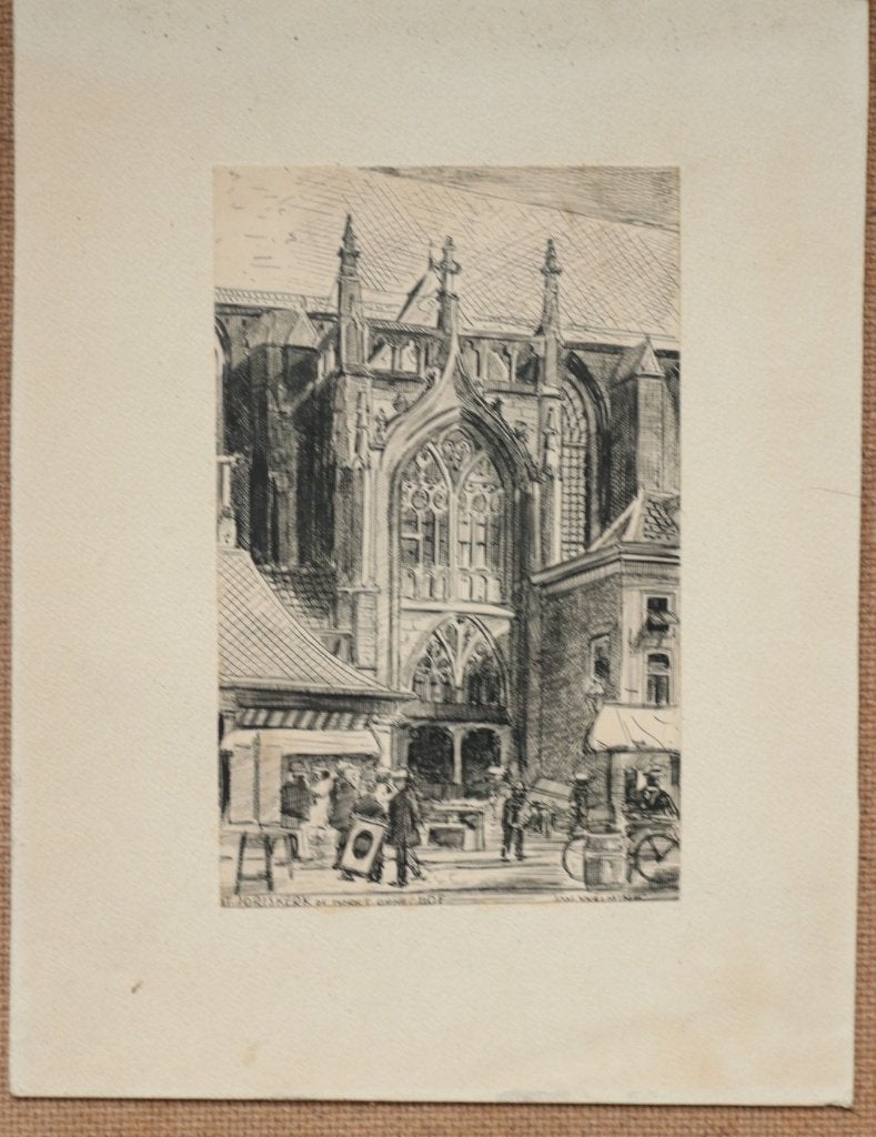 Jan Wilmink - pentekening Sint-Joriskerk Amersfoort, Ophalen, Tekening, Pentekening, Gesigneerd