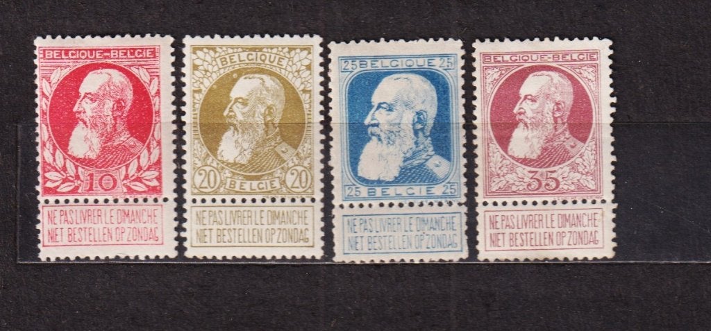 Belgique 1905 COB 74-77, Neuf, Non oblitéré, Maison royale, Envoi