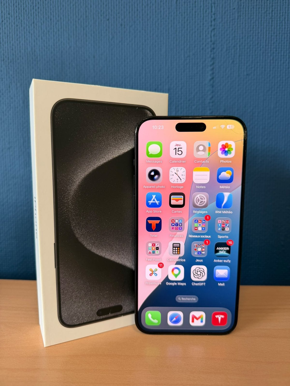iPhone 15 Pro Max 256 Go – Black Titanium – Avec boîte, Télécoms, 256 GB, IPhone 15 Pro Max, 78 %, Enlèvement