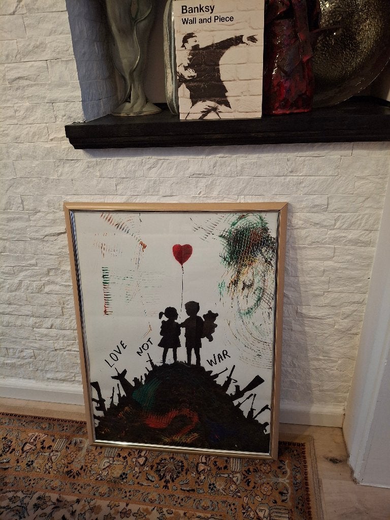 BANKSY POSTER BEWERKT MET VERF, Ophalen